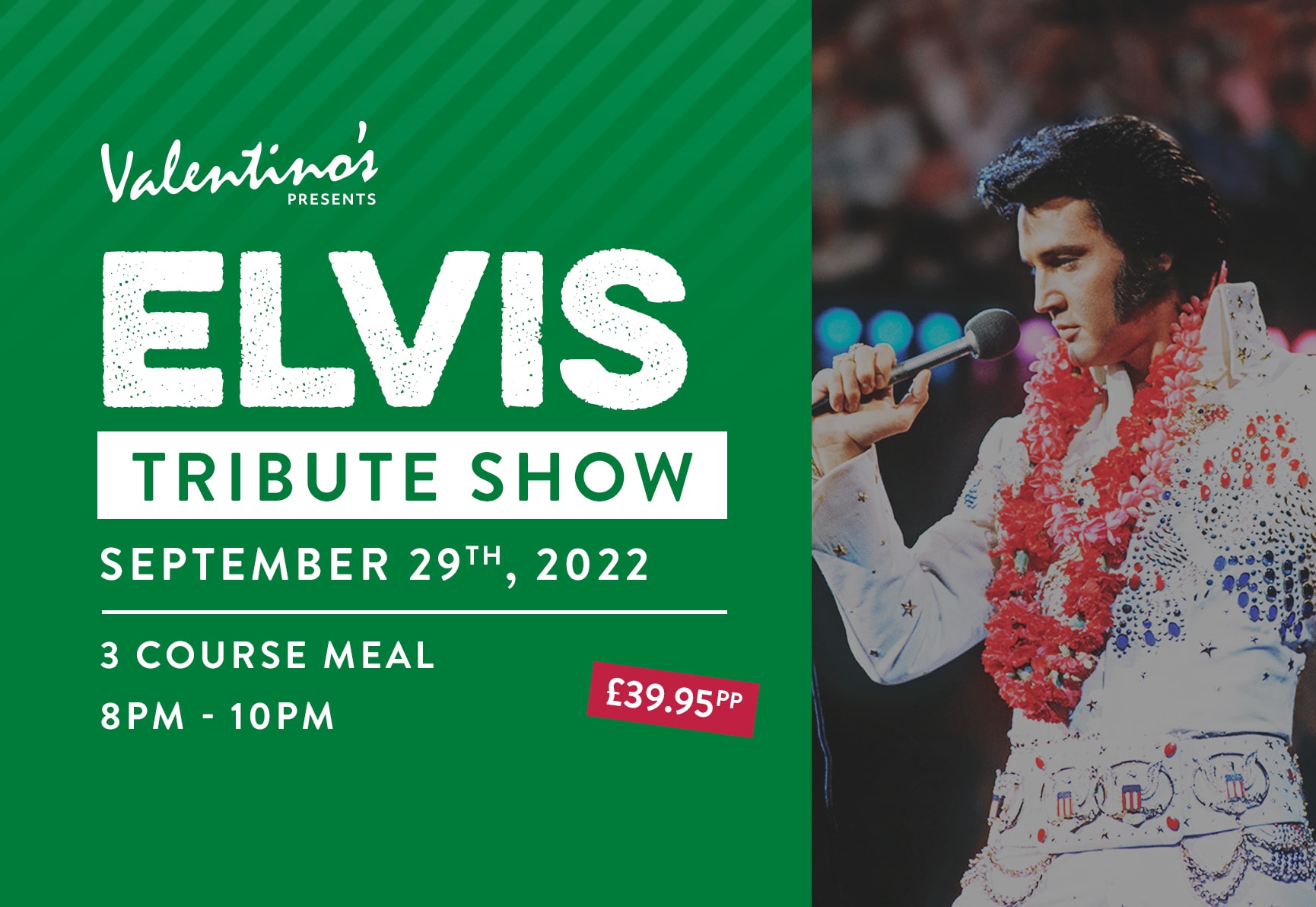 Elvis Tribute Night 2022 Valentinos Italian Restaurant in Wakefield